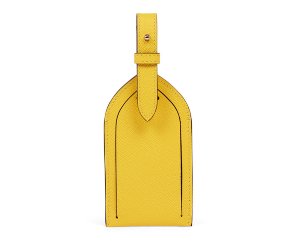 Smythson Luggage Tag Panama Leather Yellow