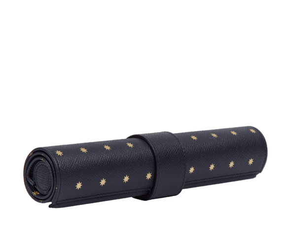 Roll-up navy mat with gold star patterns