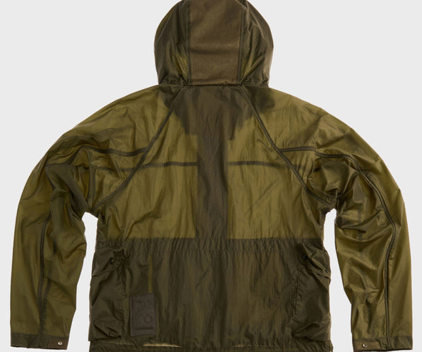 Green raincoat on a white background