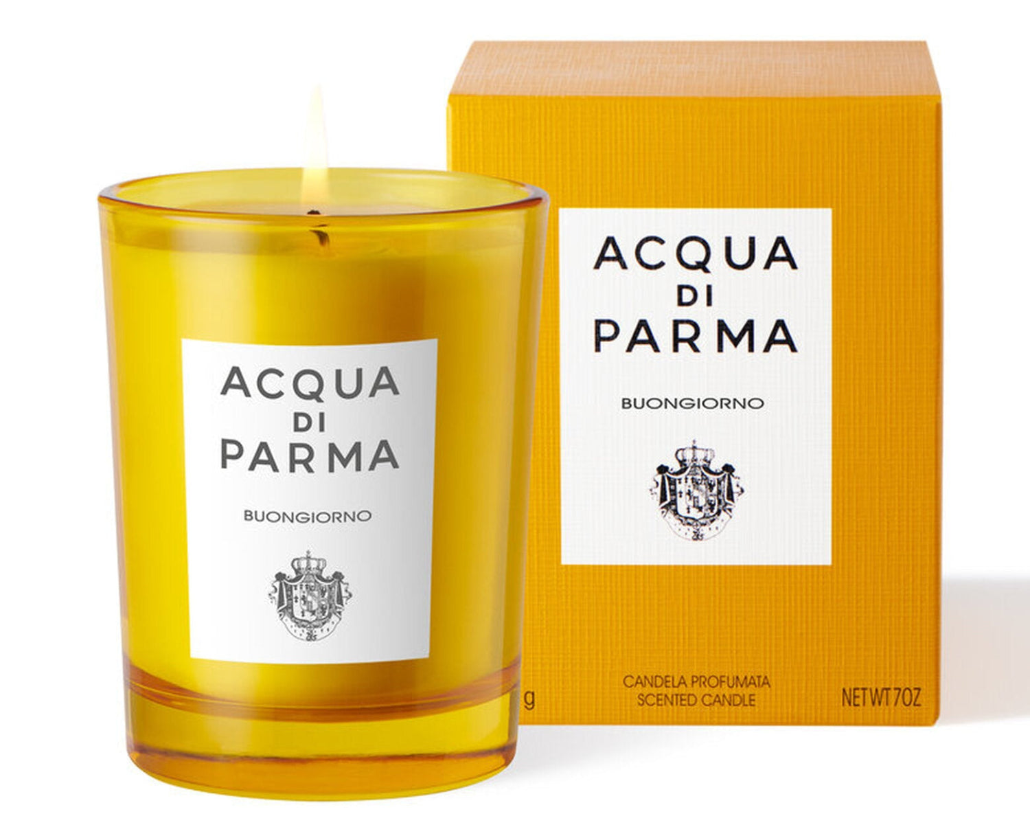 Acqua di Parma candle and packaging on a white background
