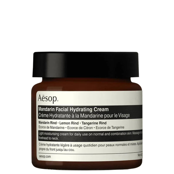 Aesop Mandarin facial lightweight hydrating cream infused with citrus botanicals that cools and balances the skin. Rapidly absorbs for a refreshed, toned complexion.