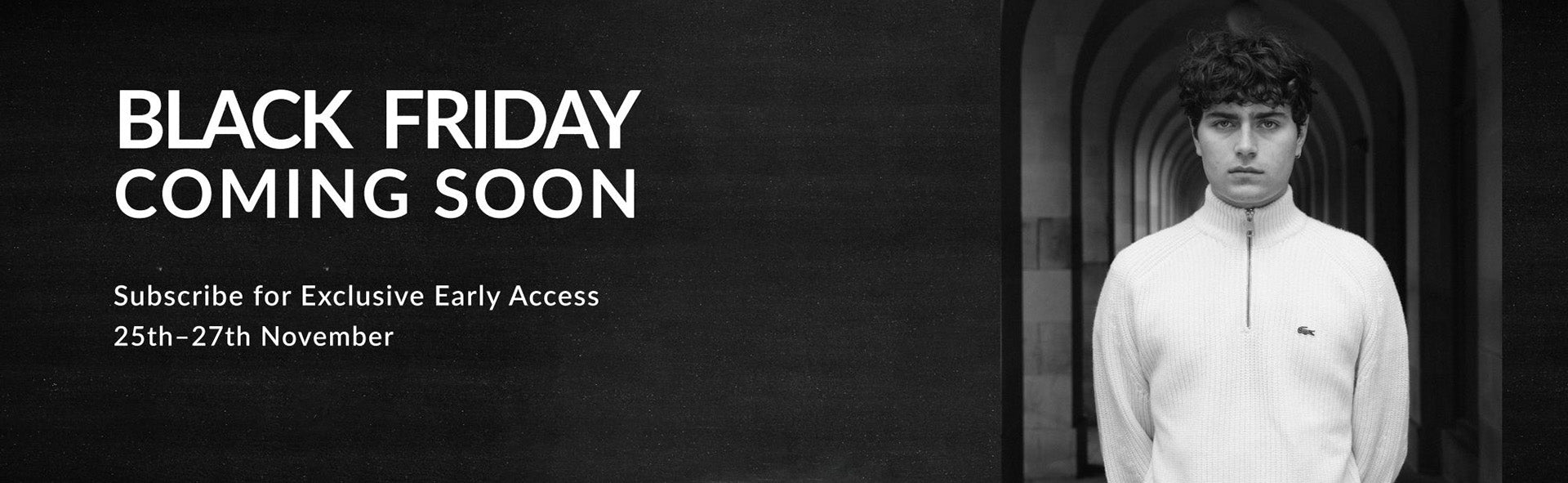 Premium menswear Black Friday early access promotion banner | Pockets