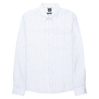 Boss C Liam White/Blue Striped Linen Shirt