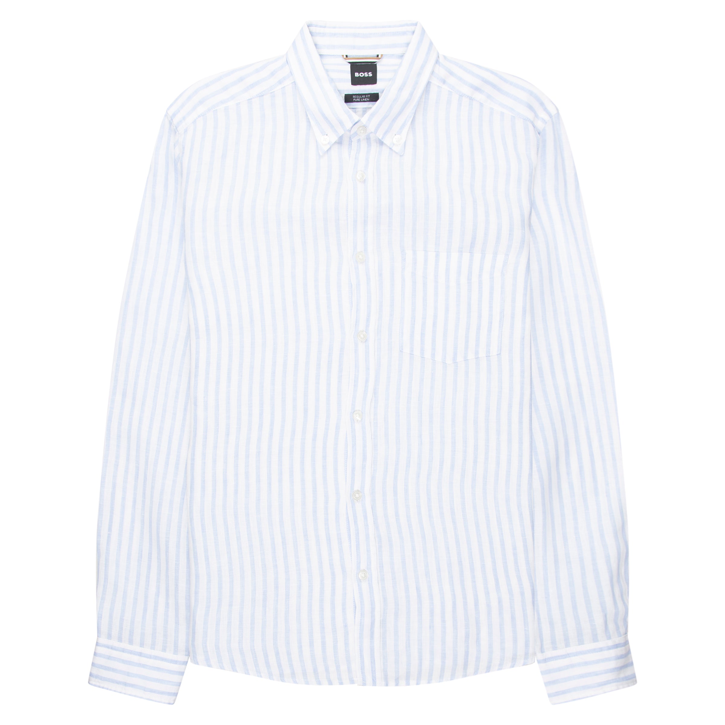 Boss C Liam White/Blue Striped Linen Shirt