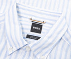Boss C Liam White/Blue Striped Linen Shirt