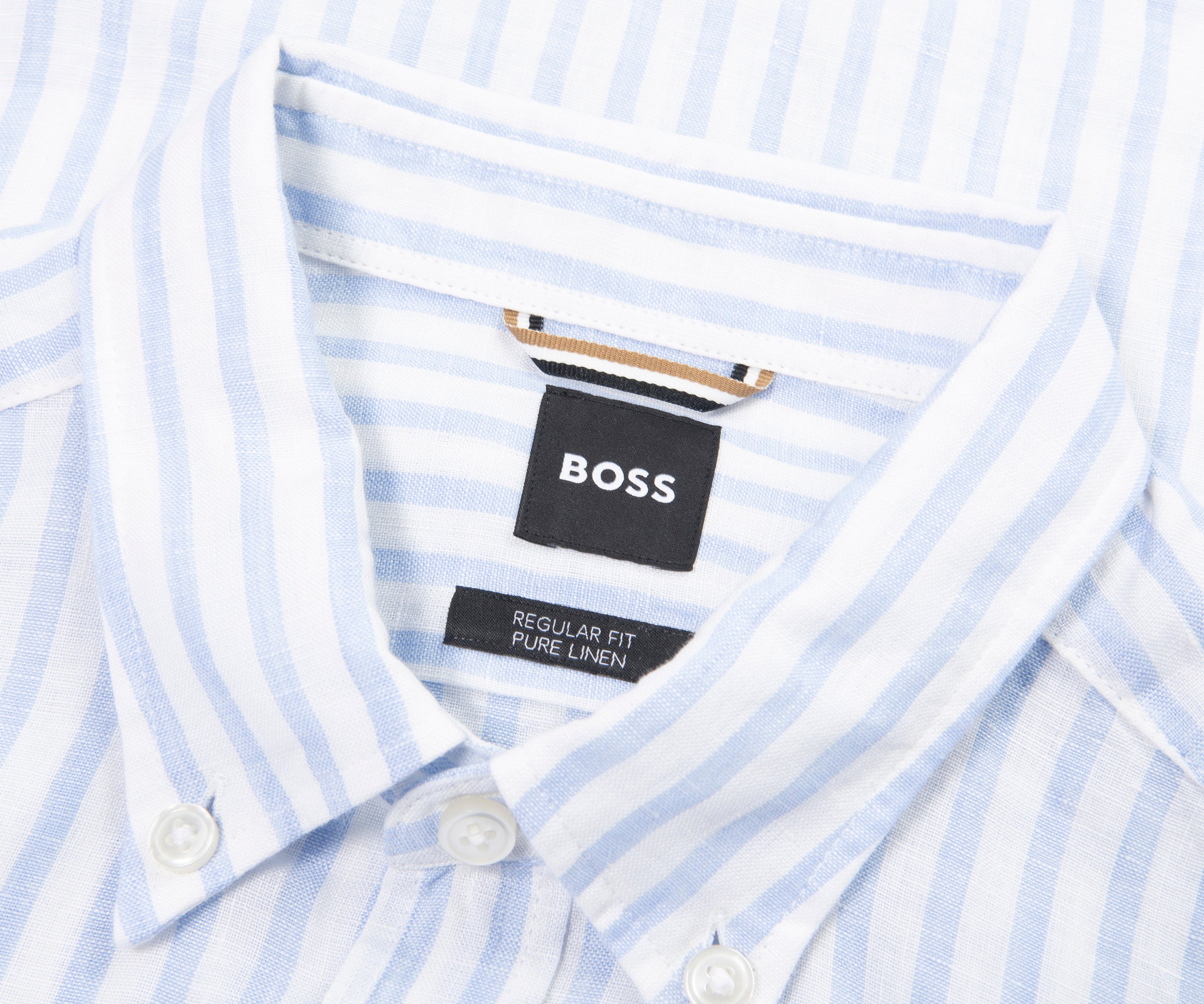 Boss C Liam White/Blue Striped Linen Shirt
