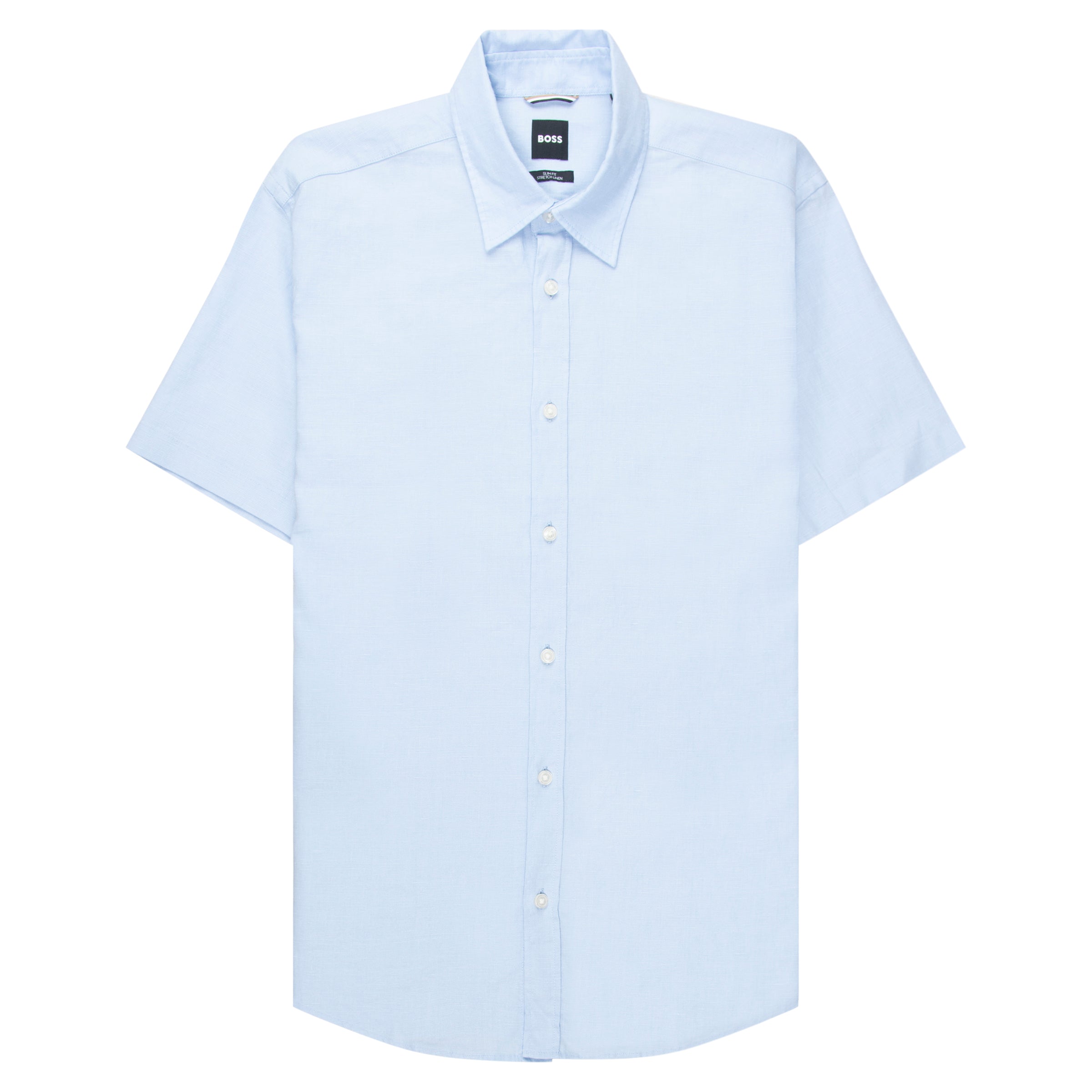 Light blue short-sleeve shirt on a white background