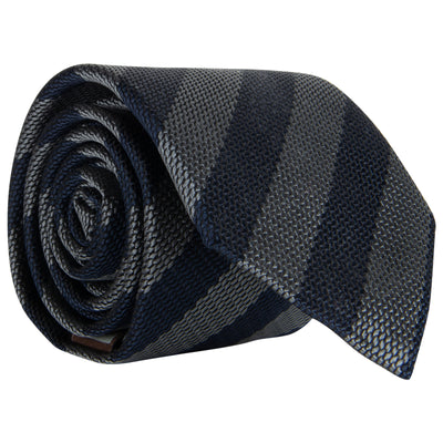 Canali Textured Diagonal Stripe Tie Grey/Navy