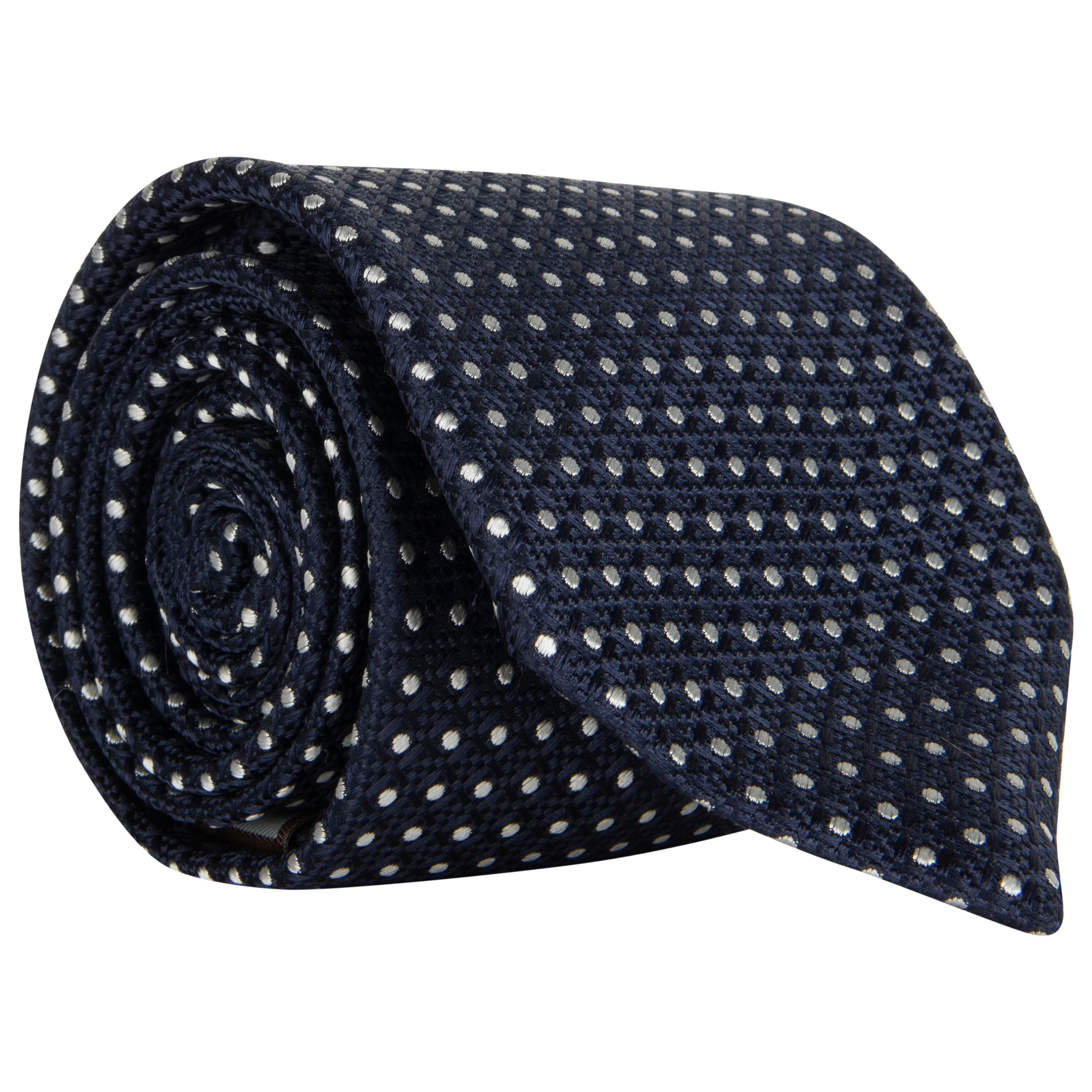 Canali Textured Polka Dot Tie Navy/White
