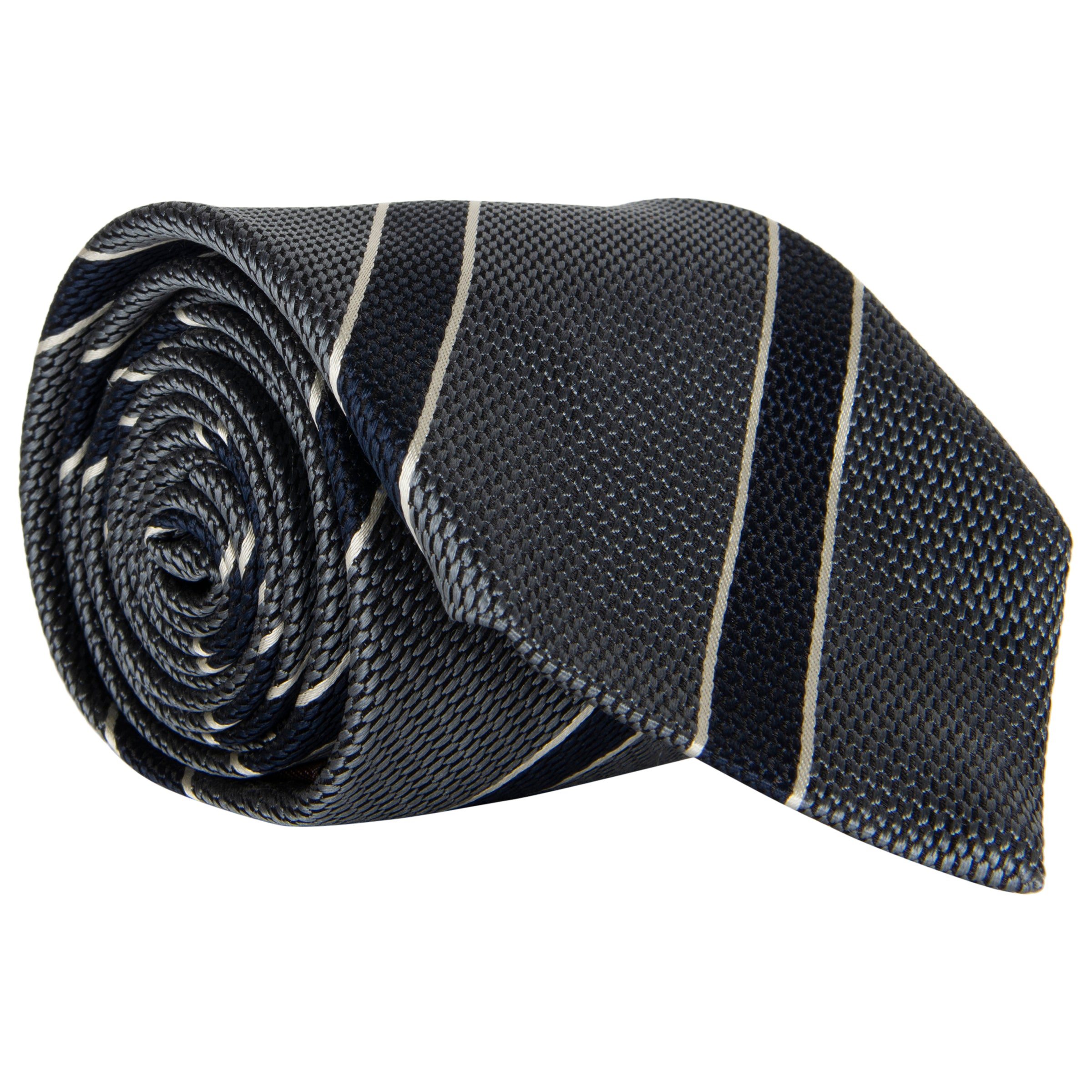Canali Diagonal Bar Stripe Tie Grey/Navy
