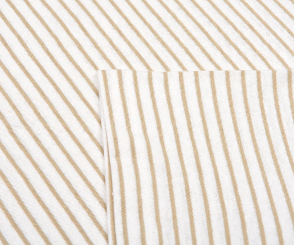 BOSS striped SS Cotton And linen T-Shirt Beige/White
