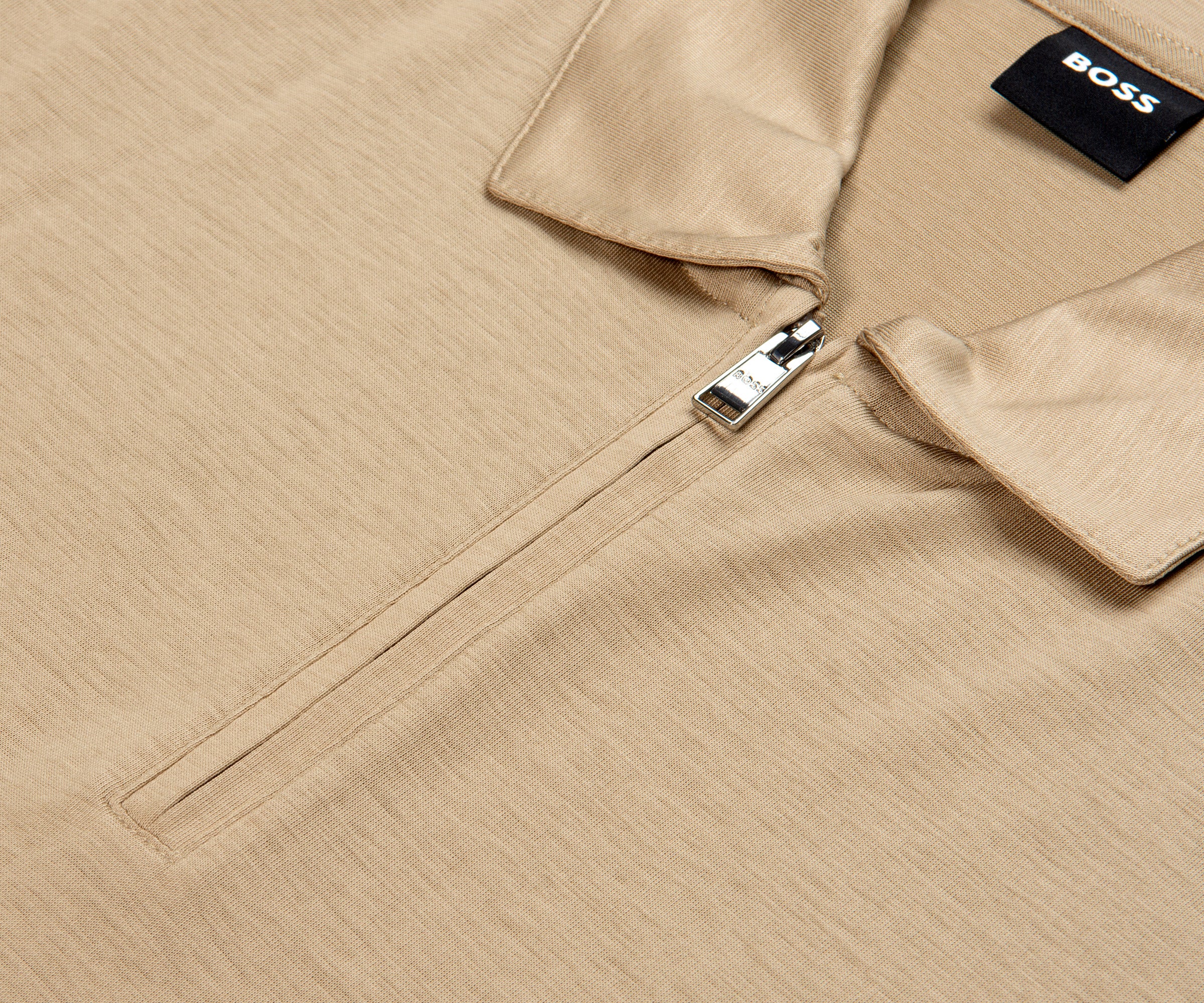 BOSS H-Paras Zip Up SS Polo Beige