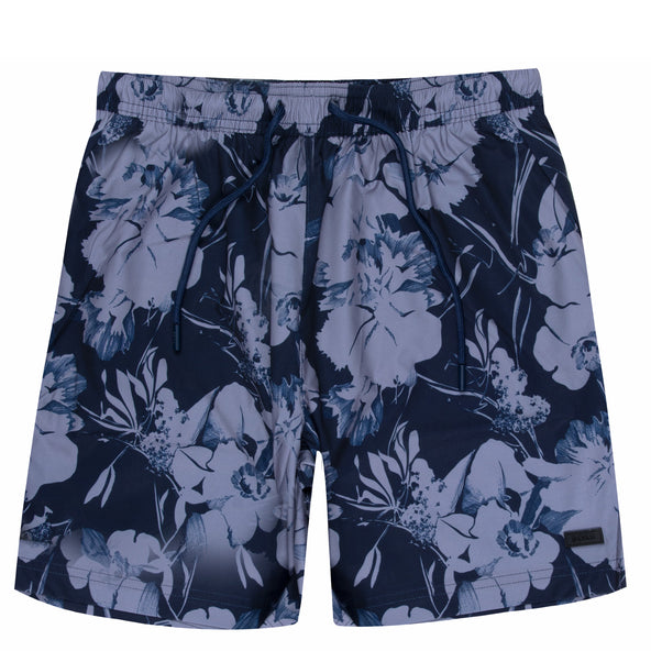 BOSS Alain Floral Printed Shorts Navy/Purple
