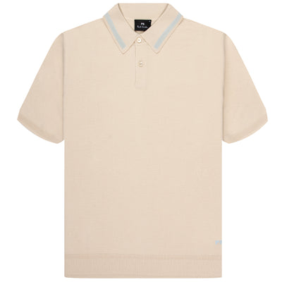 Paul Smith PS Merino Wool Stitch Detailed Collar Polo Off White