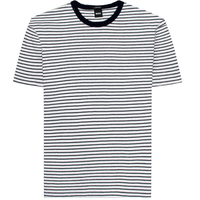 BOSS H-Taut Striped Soft T-Shirt Navy/White