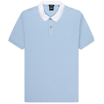 BOSS H-Phillipson Contrast Collar Polo Sky Blue
