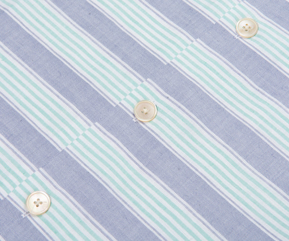 Paul Smith PS Striped SS Casual Shirt Turquoise/Purple/White