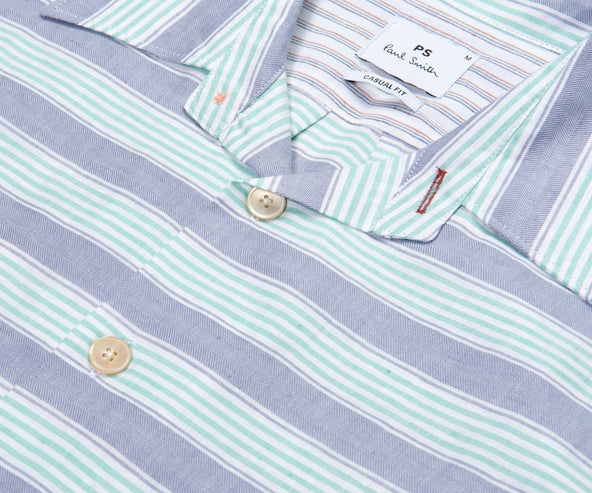 Paul Smith PS Striped SS Casual Shirt Turquoise/Purple/White