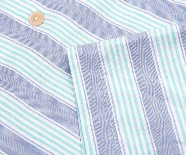 Paul Smith PS Striped SS Casual Shirt Turquoise/Purple/White