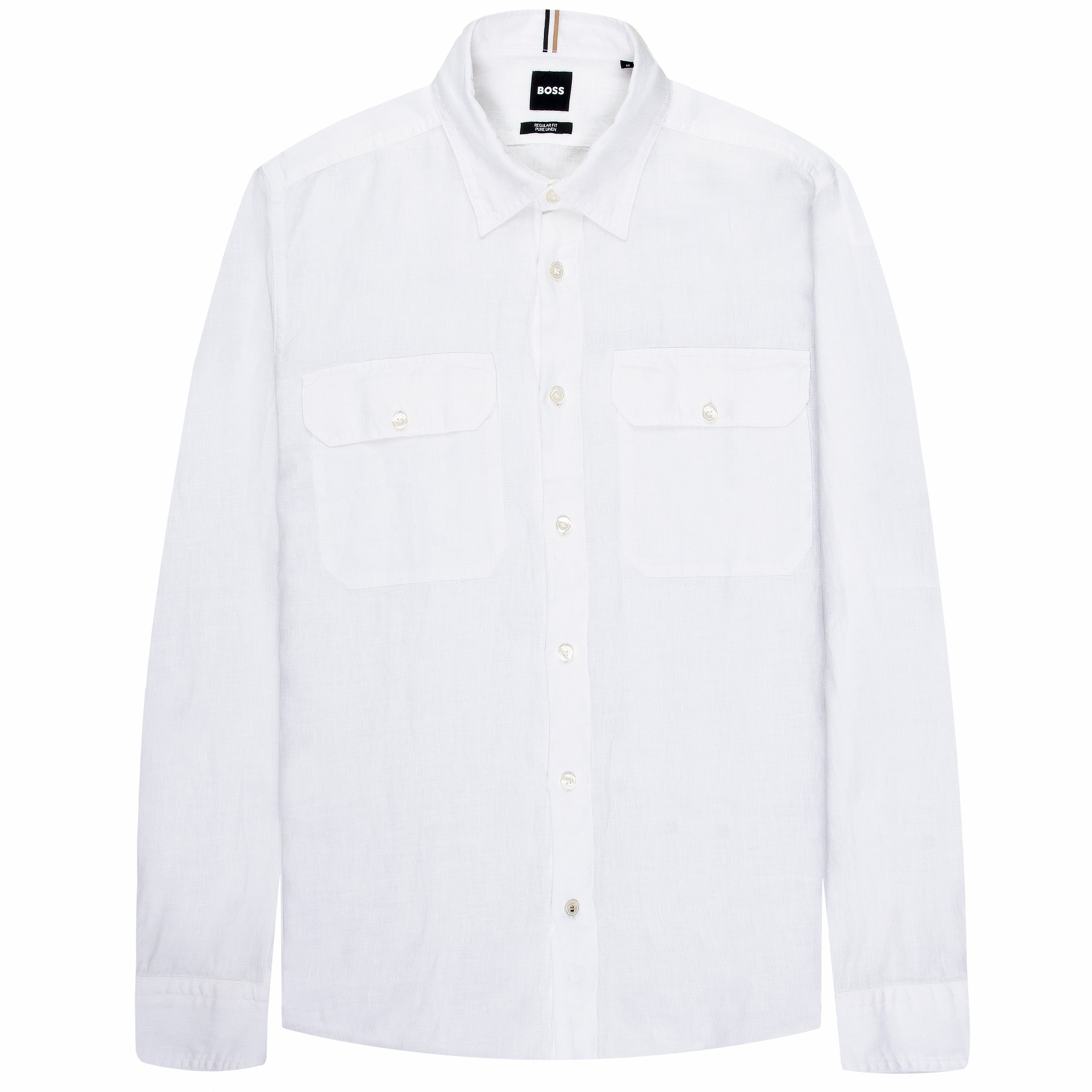 BOSS H-Liam Linen Double Pocket LS Shirt White