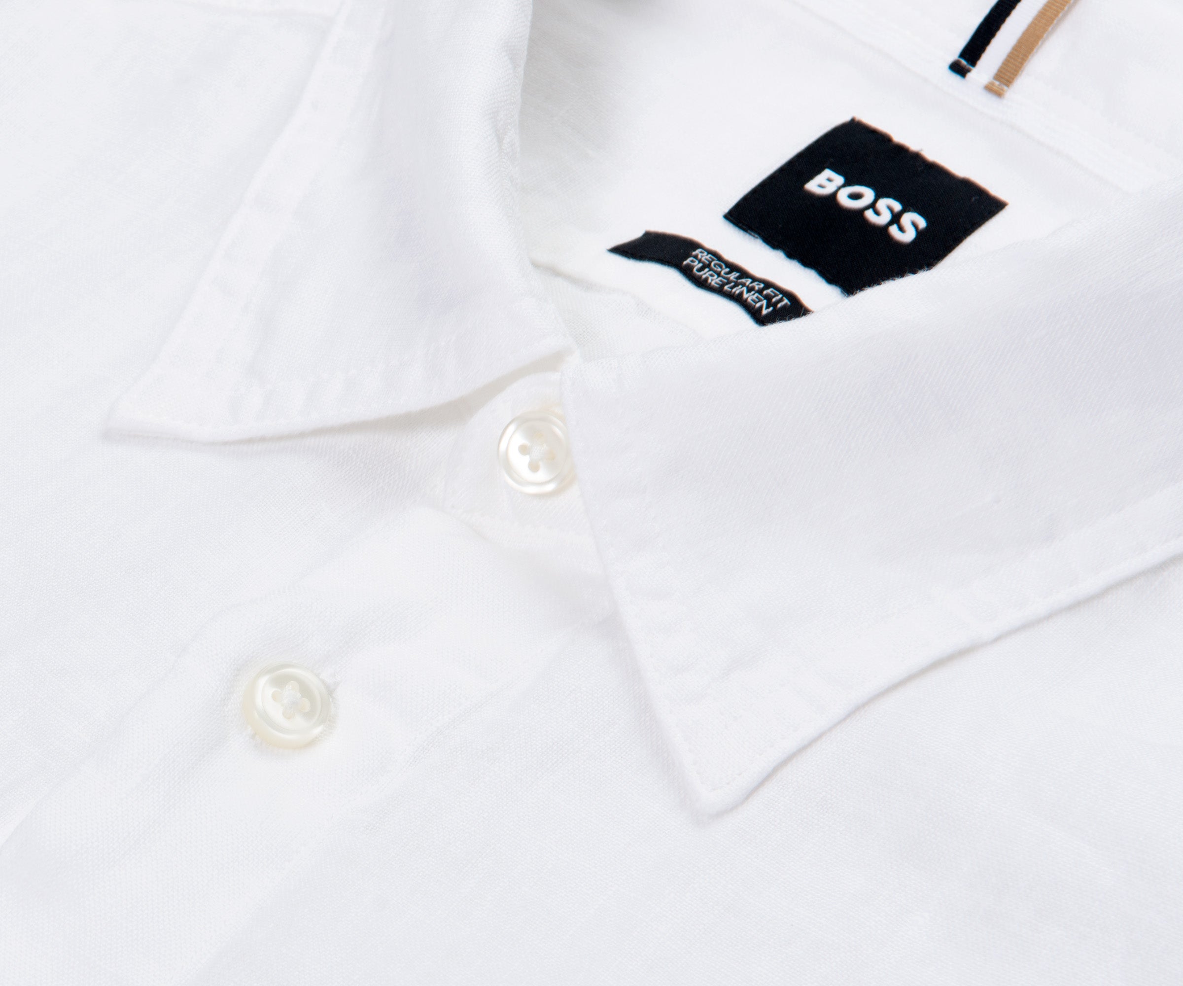 BOSS H-Liam Linen Double Pocket LS Shirt White