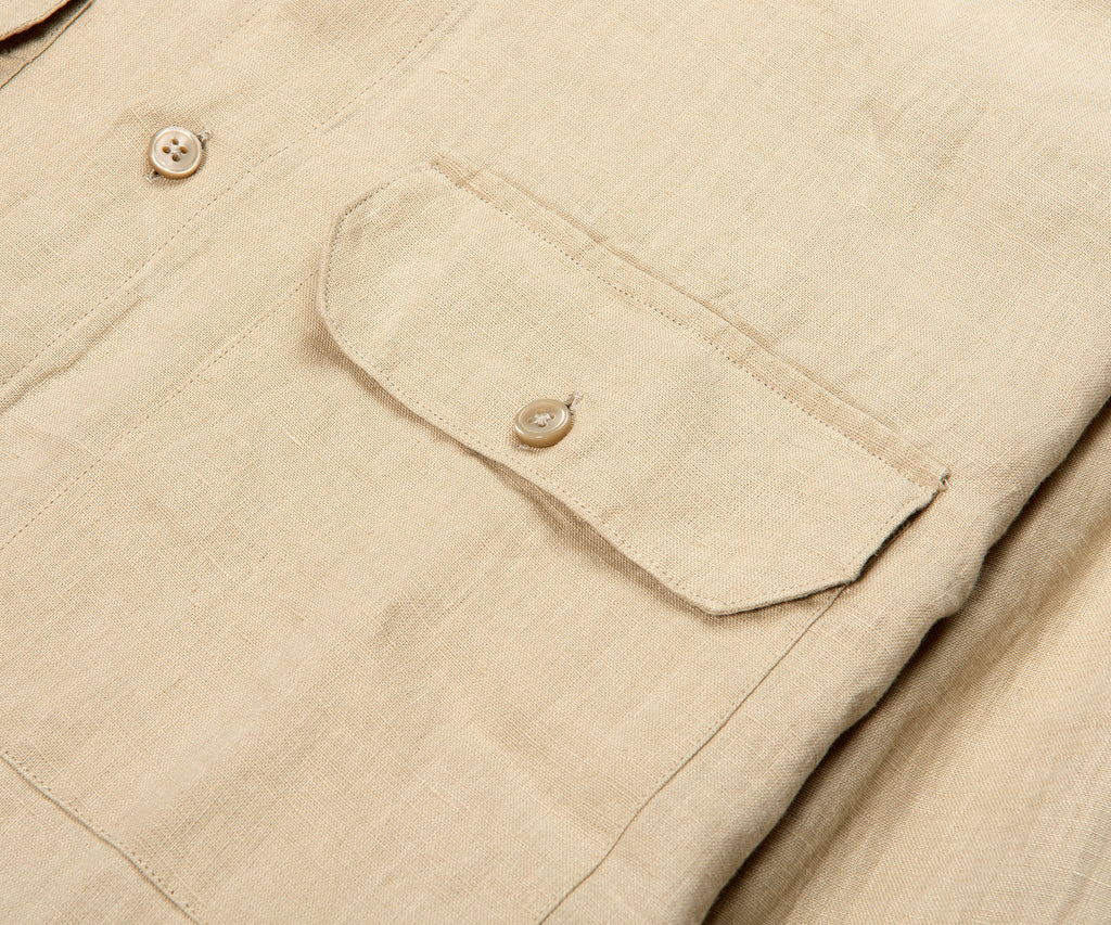 BOSS H-Liam Linen Double Pocket LS Shirt Beige