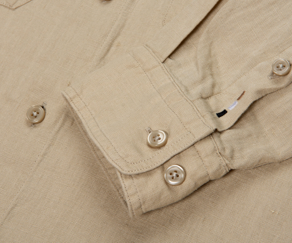 BOSS H-Liam Linen Double Pocket LS Shirt Beige