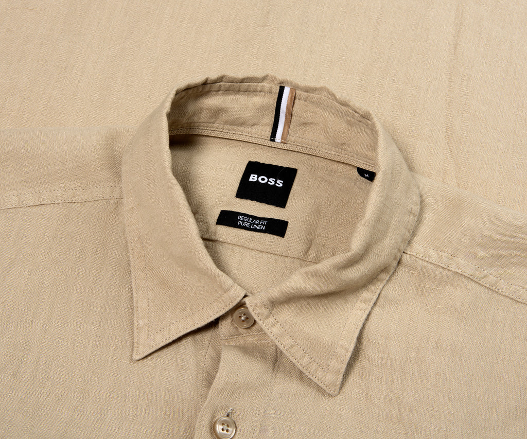 BOSS H-Liam Linen Double Pocket LS Shirt Beige
