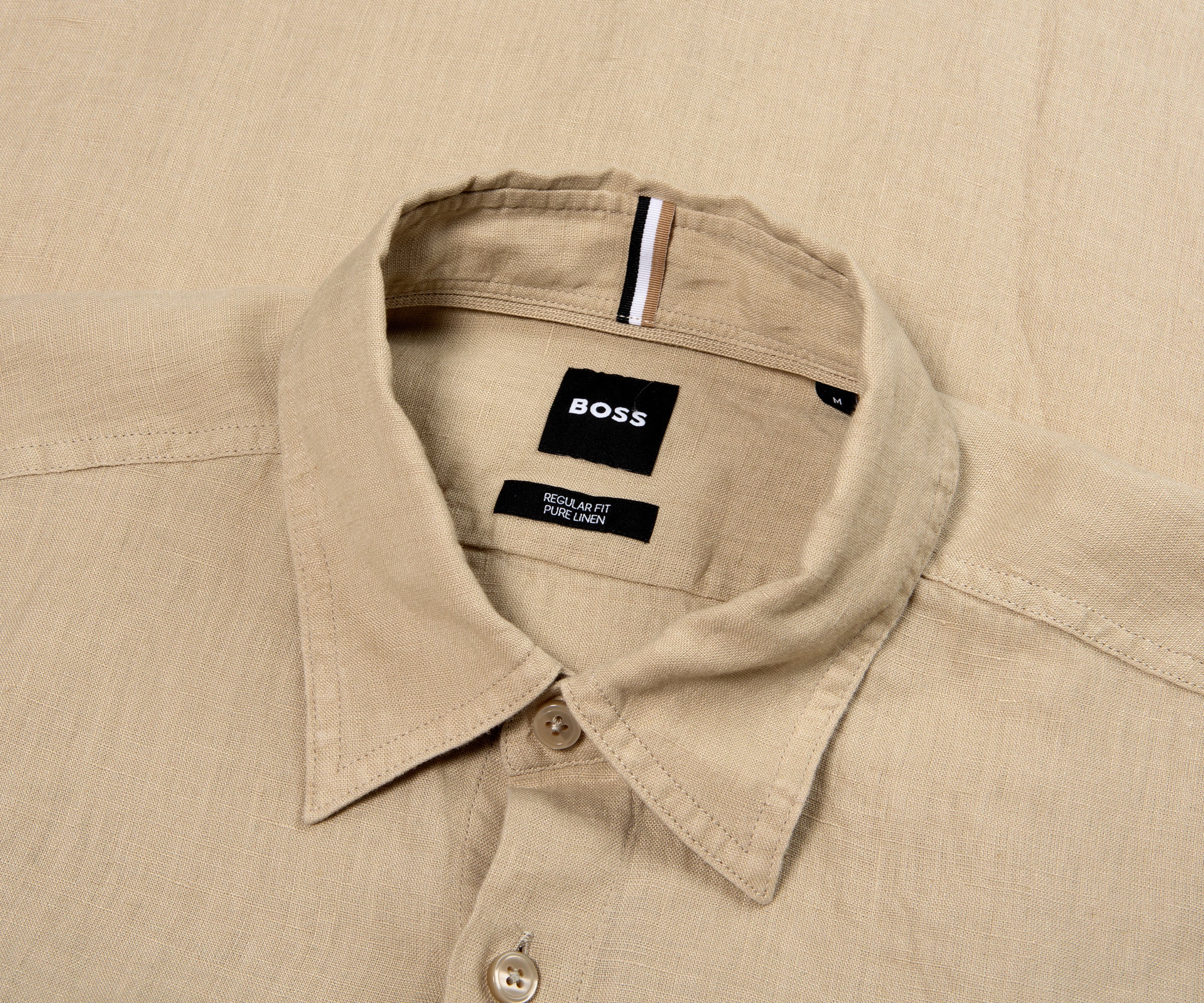 BOSS H-Liam Linen Double Pocket LS Shirt Beige