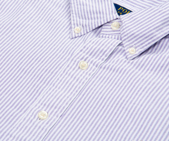 Polo Ralph Lauren Striped Custom Fit LS Shirt Purple/White