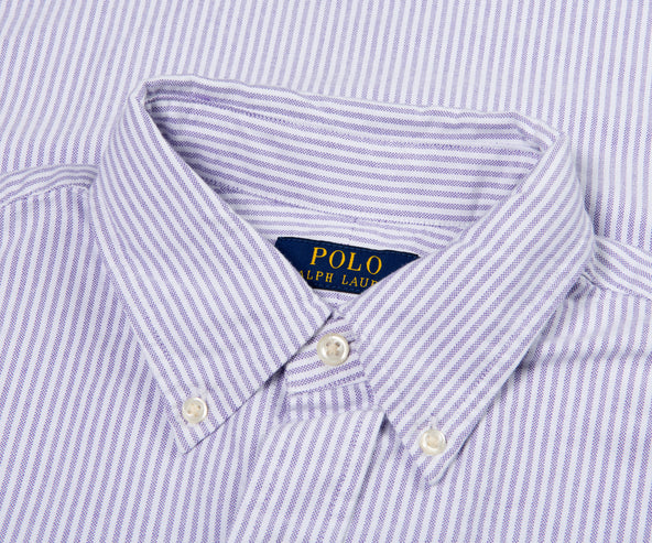 Polo Ralph Lauren Striped Custom Fit LS Shirt Purple/White