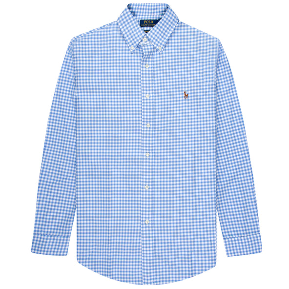 Polo Ralph Lauren Checkered Custom Fit LS Shirt White/Blue