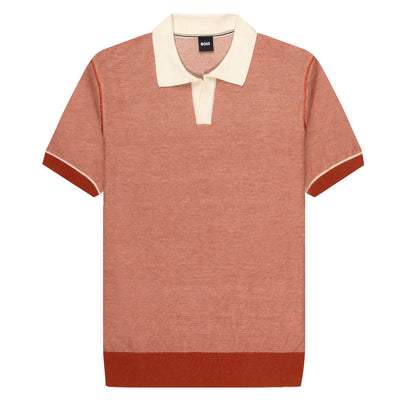 Boss H-Jianluca Knitted Polo With Johnny Collar Red