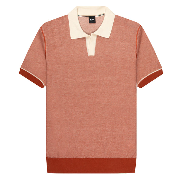 Boss H-Jianluca Knitted Polo With Johnny Collar Red