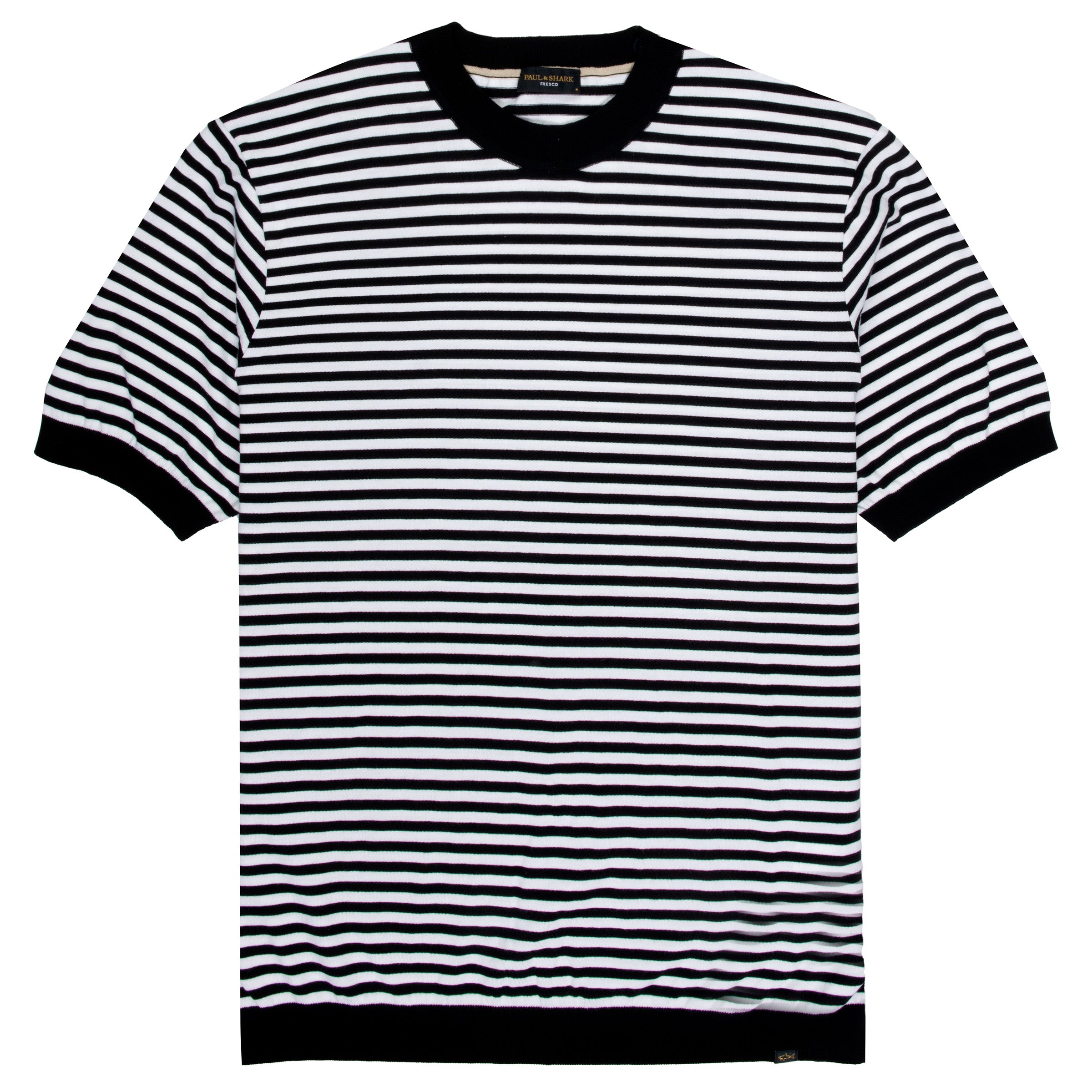 Paul & Shark Fine Knit Stripe T-Shirt White/Black