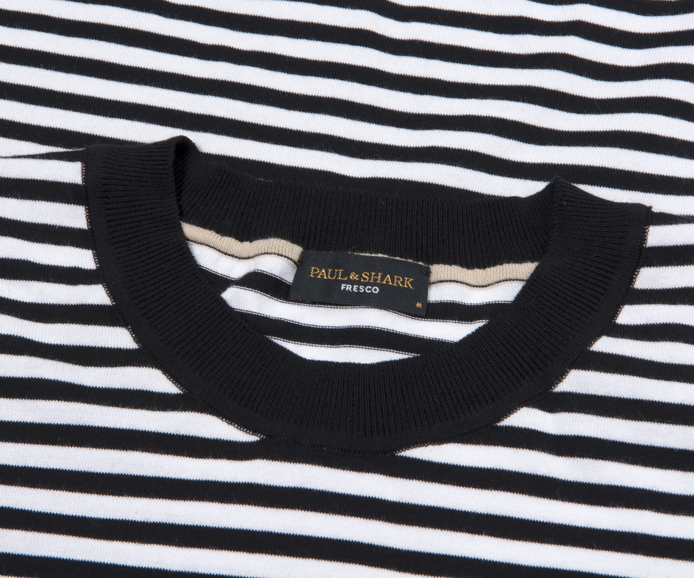 Paul & Shark Fine Knit Stripe T-Shirt White/Black