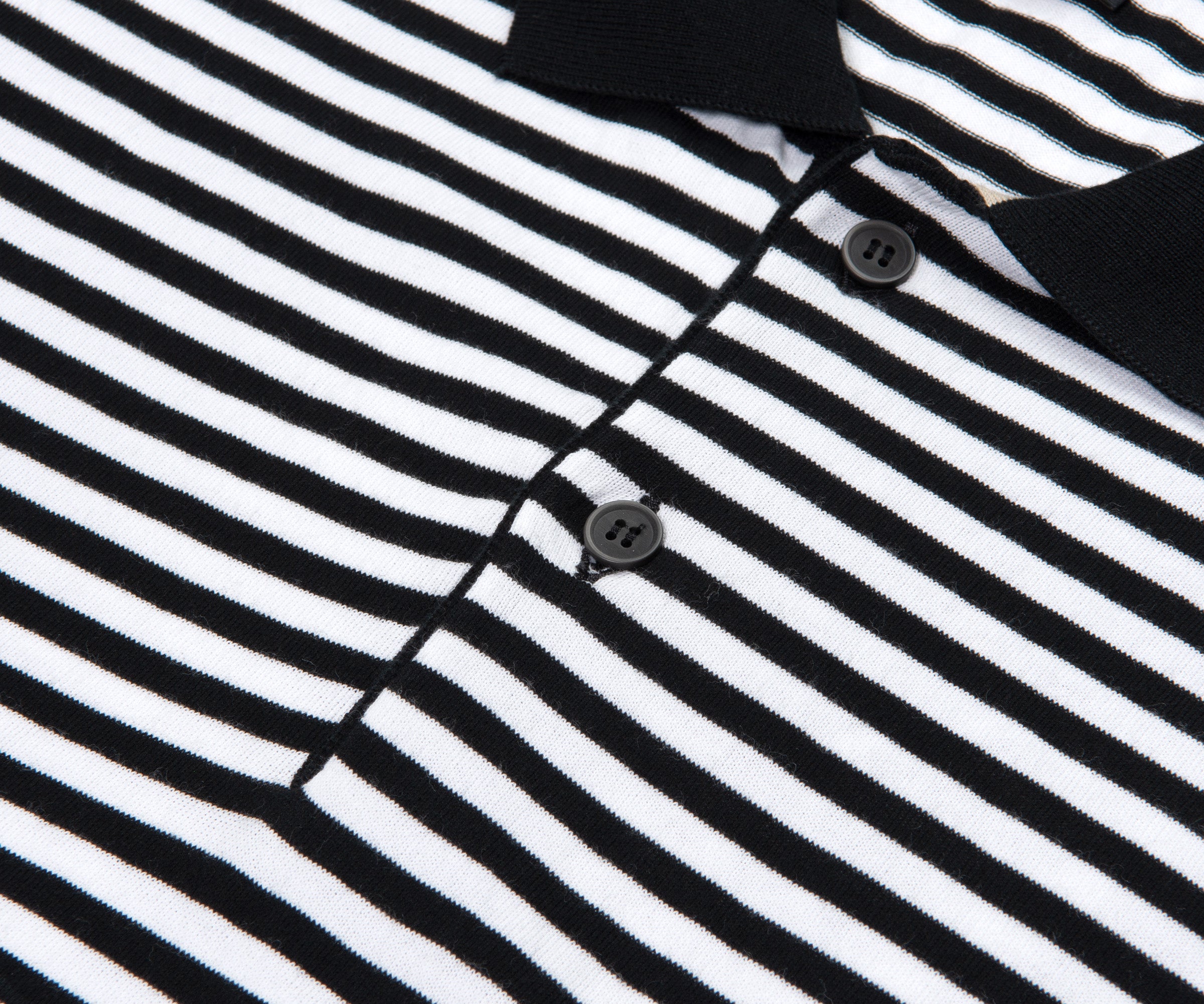 Paul & Shark Stripe Fine Knit Polo Black/White