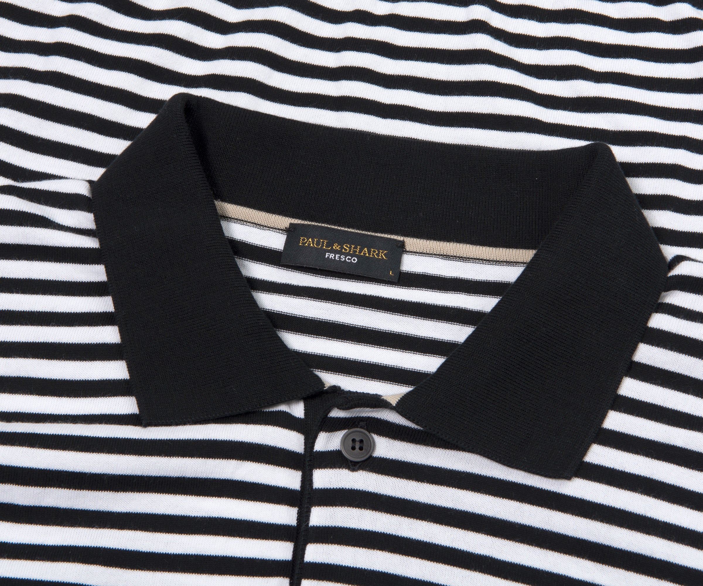 Paul & Shark Stripe Fine Knit Polo Black/White