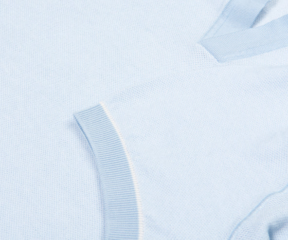 Boss H-Jianluca Knitted Polo With Johnny Collar Light Blue