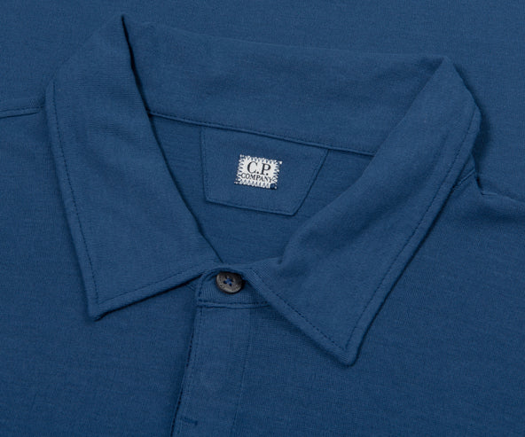 C.P. Company Crepe Jersey Polo Mid Blue