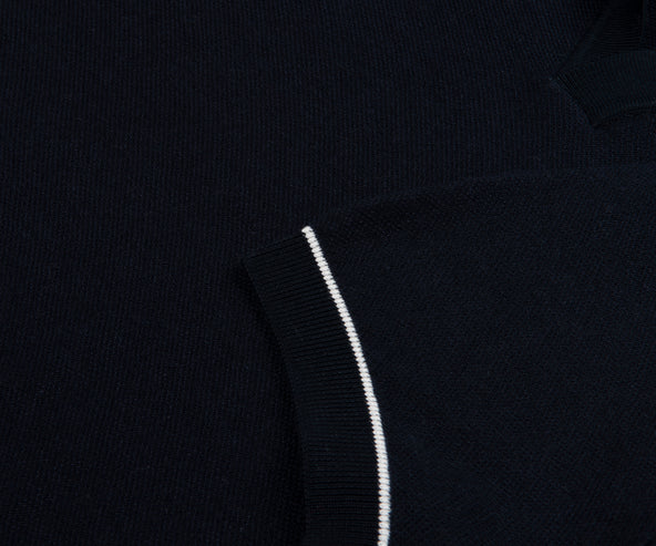 Boss H-Jianluca Knitted Polo With Johnny Collar Navy