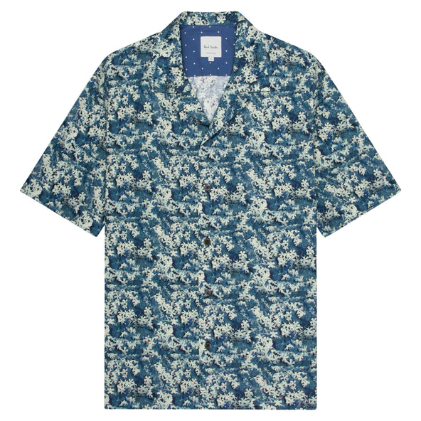 Paul Smith Film Negative Floral Print SS Shirt Blue/Green