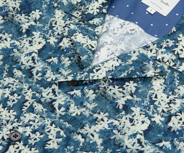 Paul Smith Film Negative Floral Print SS Shirt Blue/Green