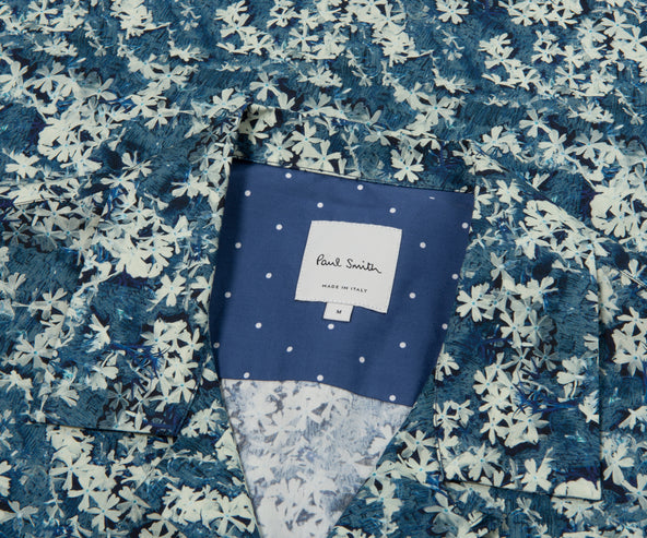 Paul Smith Film Negative Floral Print SS Shirt Blue/Green