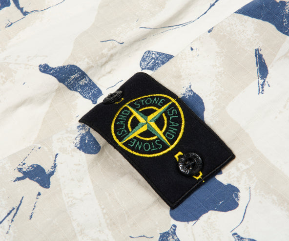 Stone Island Cream/Blue Patterned SS Shirt