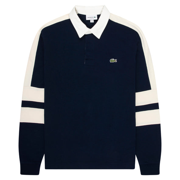 Lacoste Navy Classic Fit Colour-Block Rugby Polo Shirt