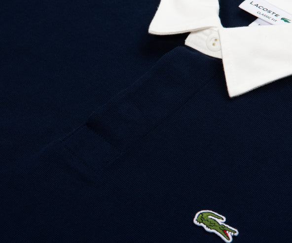 Lacoste Navy Classic Fit Colour-Block Rugby Polo Shirt