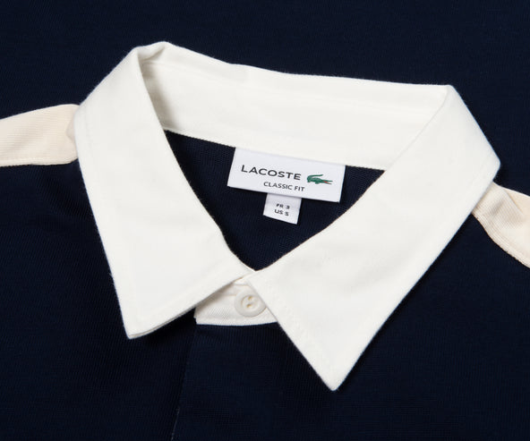 Lacoste Navy Classic Fit Colour-Block Rugby Polo Shirt