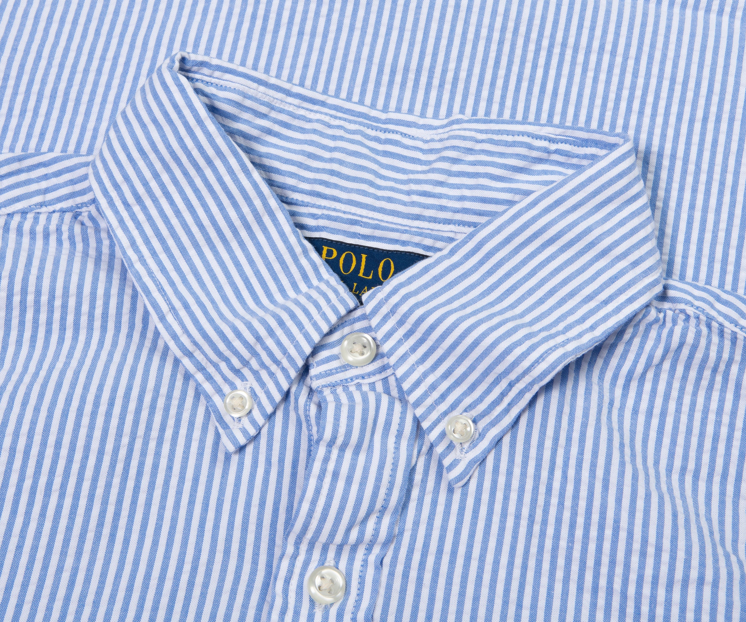 Ralph Lauren Blue/White Seersucker Stripe SS Shirt