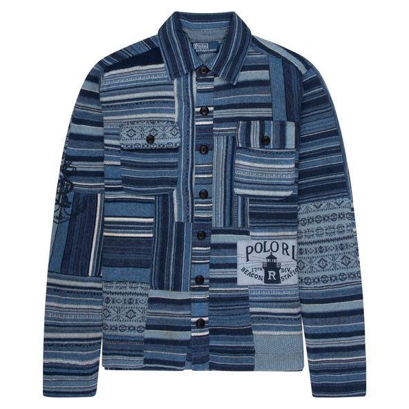 Polo Ralph Lauren Navy Patchwork Cotton Shawl Cardigan